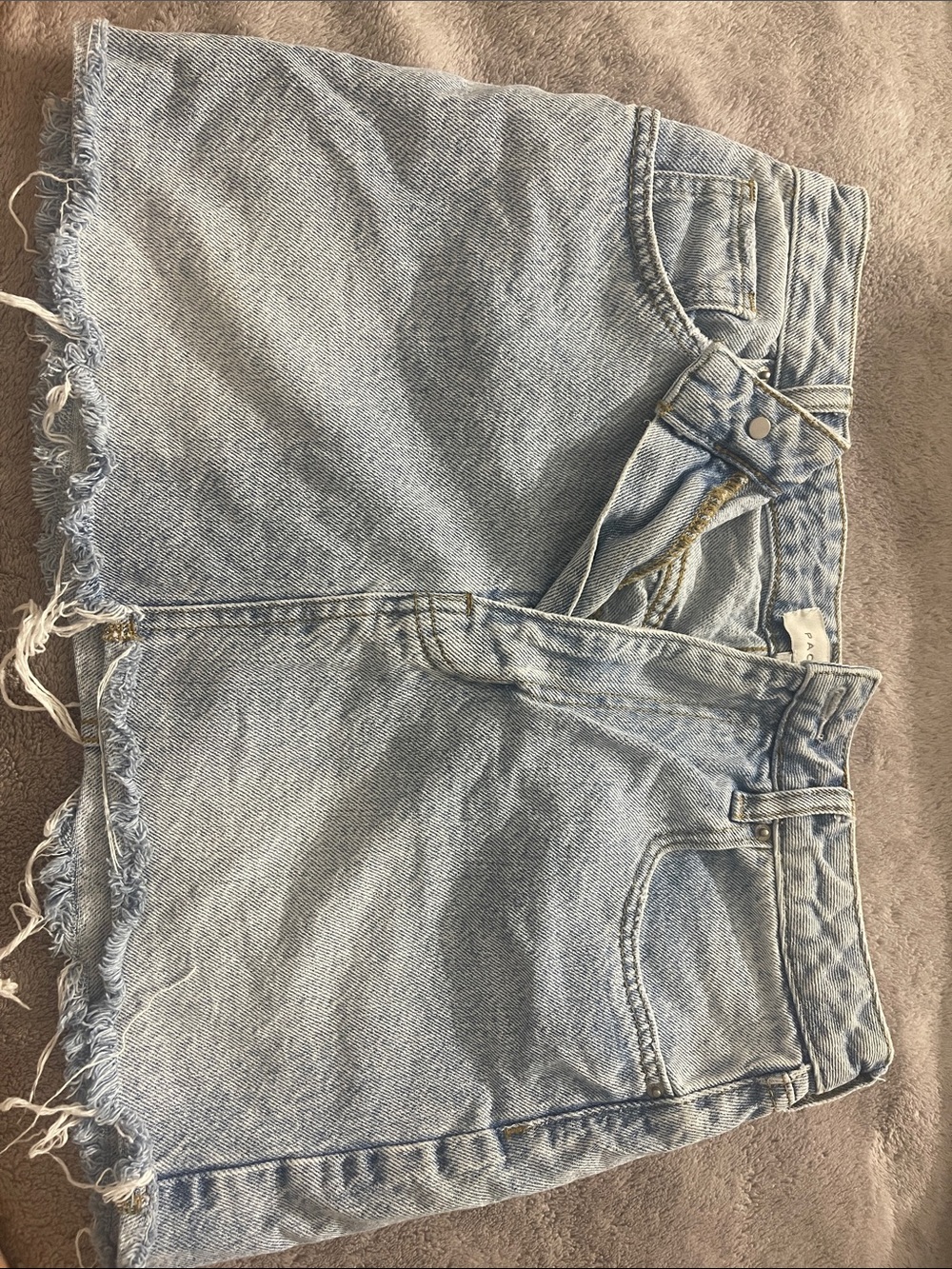 PacSun Washed Light Blue High-Rise Frayed Denim Skirt